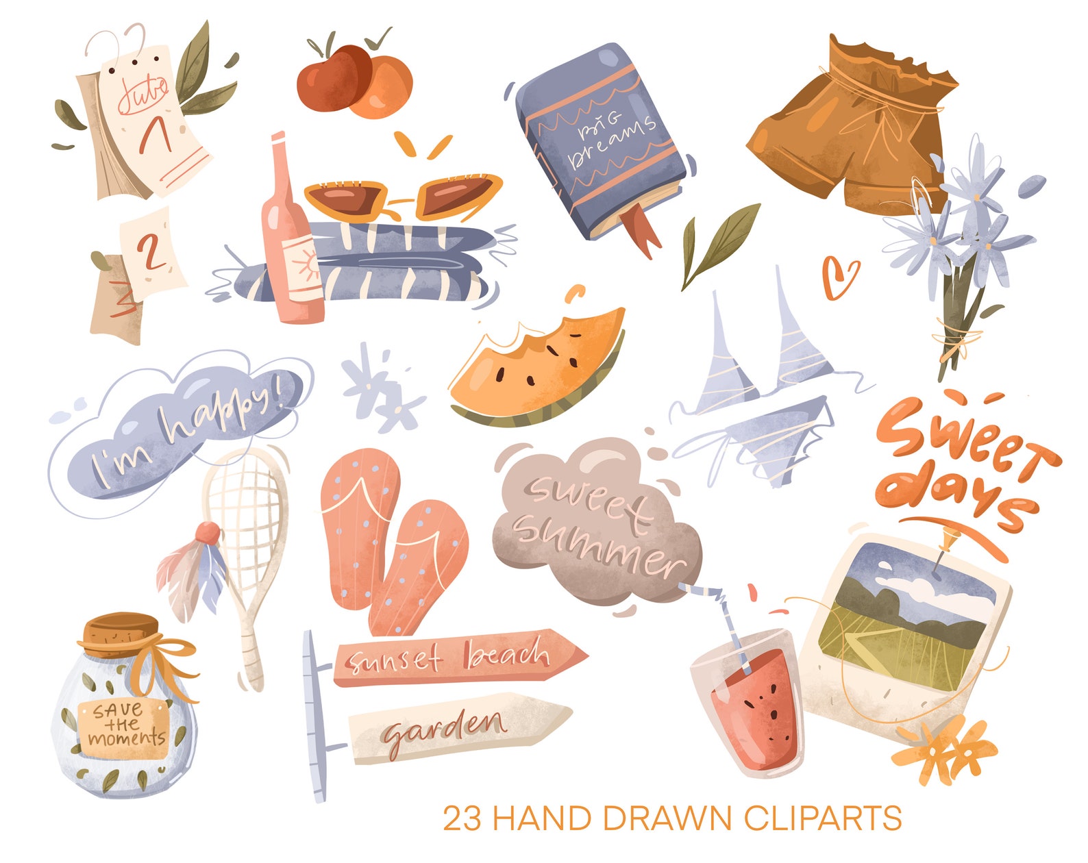 Summer Clipart Aesthetic Stickers Summer Stickers Cute Etsy