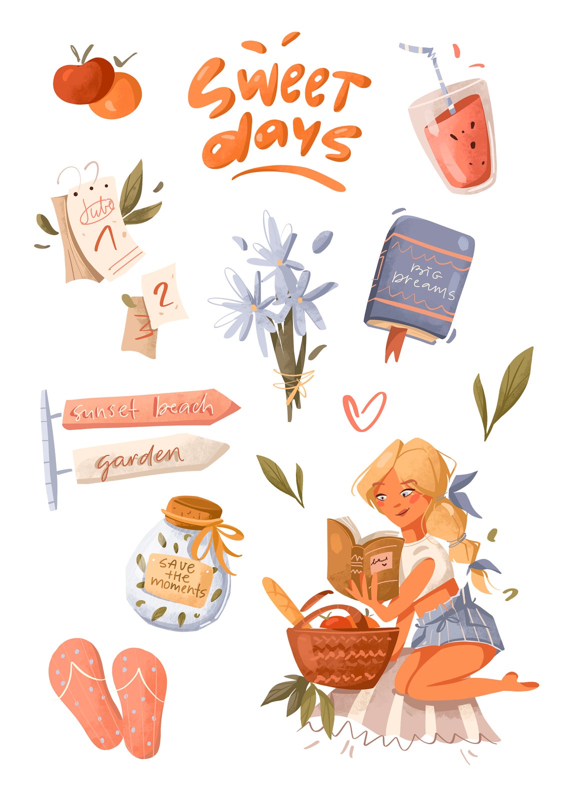 Summer Clipart Aesthetic Stickers Summer Stickers Cute Etsy