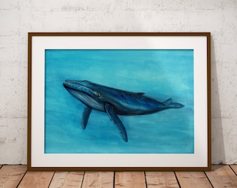 WENDY the Whale, Original Whale Painting, Watercolour Painting, Whale Print, Whale Art, Humpback Whale, Printable Digital Download