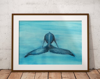 WILLOW the Whale, Original Whale Painting, Watercolour Painting, Whale Print, Whale Art, Humpback Whale, Printable Digital Download