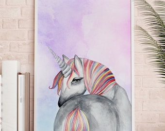 MAGICAL UNICORN, Original Unicorn Painting, Watercolour Painting, Unicorn Print, Unicorn Art, Printable Digital Download