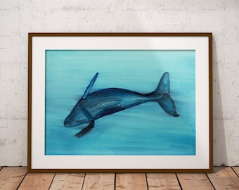 WYNTER the Whale, Original Whale Painting, Watercolour Painting, Whale Print, Whale Art, Humpback Whale, Printable Digital Download