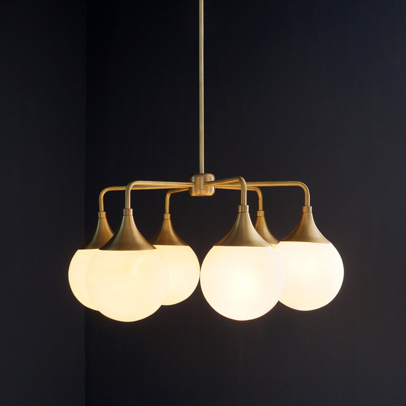 6 Globes Modern Brass Trumpet Chandelier Light Fixture Etsy