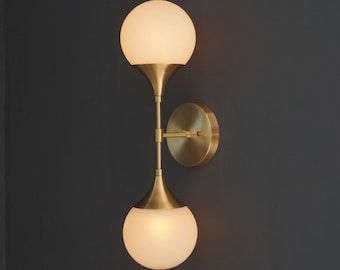 Modern Brass 2 Lights Armed Glass Globes Wandlampe - Vanity Wandlampe