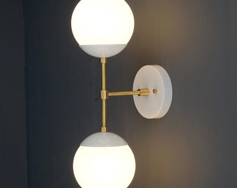 Modern Brass 2 Lights Armed Glass Globes Wandlampe - Vanity Wandlampe
