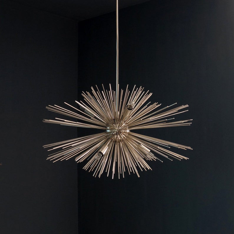 Modern Chrome Brass Sputnik Urchin Chandelier Light Fixture Etsy