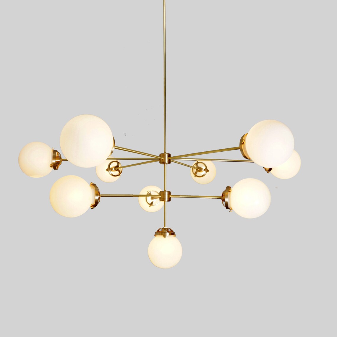 Modern Brass 10 Globe Sputnik Chandelier Light Fixture Etsy