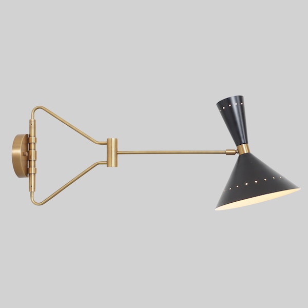 Stilnovo Style  2 Light Italian wall Sconce - Handmade Brass Adjustable Unique Style