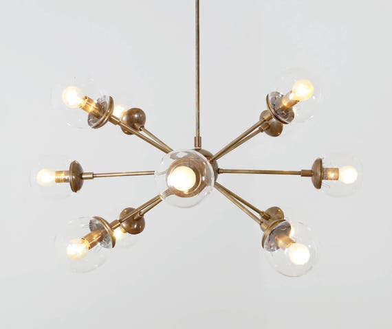 Modern Brass 12 Globe Sputnik Chandelier Light Fixture Image 0