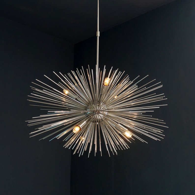 Modern Chrome Brass Sputnik Urchin Chandelier Light Fixture Etsy