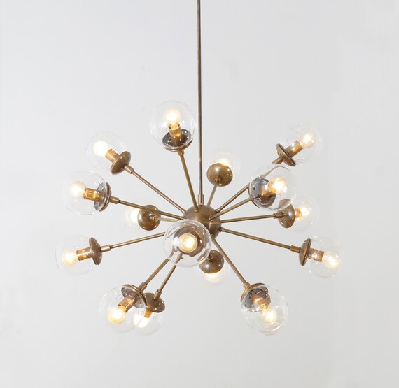 Modern Brass 16 Globe Bistro Sputnik Chandelier Light Fixture Etsy