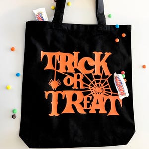 Trick or Treat, Halloween Tote Bag, Candy Bag, Halloween, Halloween Treats, Trick or Treat Bag, Tote / Candy Tote / Spider Web Tote