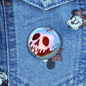 Sneeuwwitje Poison Apple Button, Zeven Dwergen, Sneeuwwitje Knop, Disney Knop, Pinnen, Drukknop, Pin Terug Knop, Aangepaste Knop