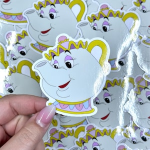 Beauty and the Beast Mrs Potts Sticker, Chip, Mrs Potts, Belle Sticker, Disney Sticker, Disney Decal, Water Bottle Sticker, Gift for Nerd