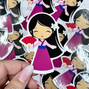 Chibi Mulan Sticker, Disney Mulan, Mulan, Princess Sticker, Cute Mulan, Cute Sticker, Disney Sticker, Gift for Nerd