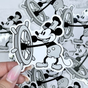 Steamboat Willie Sticker, Mickey Mouse Sticker, Mickey Sticker, Steamboat Disney Sticker, Disney Decal, Water Bottle Sticker, Gift for Nerd