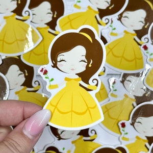 Chibi Belle Sticker, Disney Belle, Beauty and the Beast, Princess Sticker, Cute Belle, Cute Sticker, Disney Sticker, Gift for Nerd