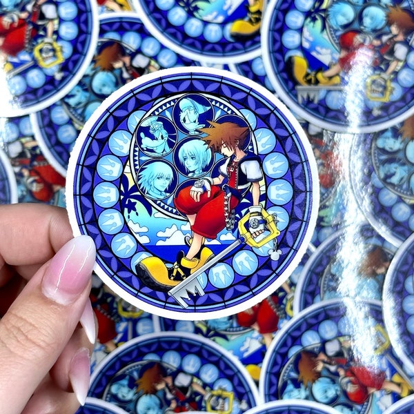 KH Stained Glass Sticker, Kingdom Hearts Sticker, Disney Kingdom Hearts, Sora, Kairi, Cute Sticker, Sticker, Disney Sticker, Gift for Nerd