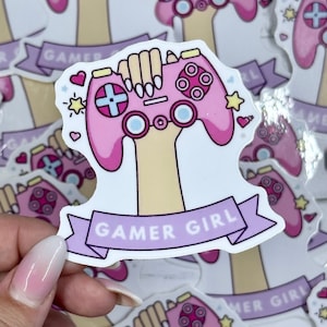 Gamer Girl Sticker, Gamer Sticker, Pink Controller Sticker, Nerd Decal, Gamer Girl Decal, Water Bottle Sticker, Gift for Nerd