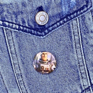 Lightyear Button, Buzz Lightyear Button, Toy Story Button, Pixar Button, Disney Button, Pins, Pressed Button, Pin Back Button