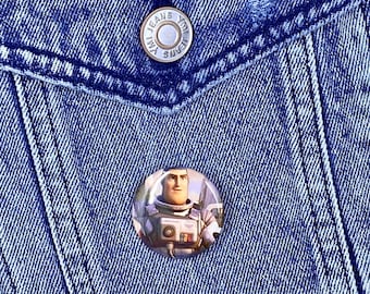 Lightyear Button, Buzz Lightyear Button, Toy Story Button, Pixar Button, Disney Button, Pins, Pressed Button, Pin Back Button