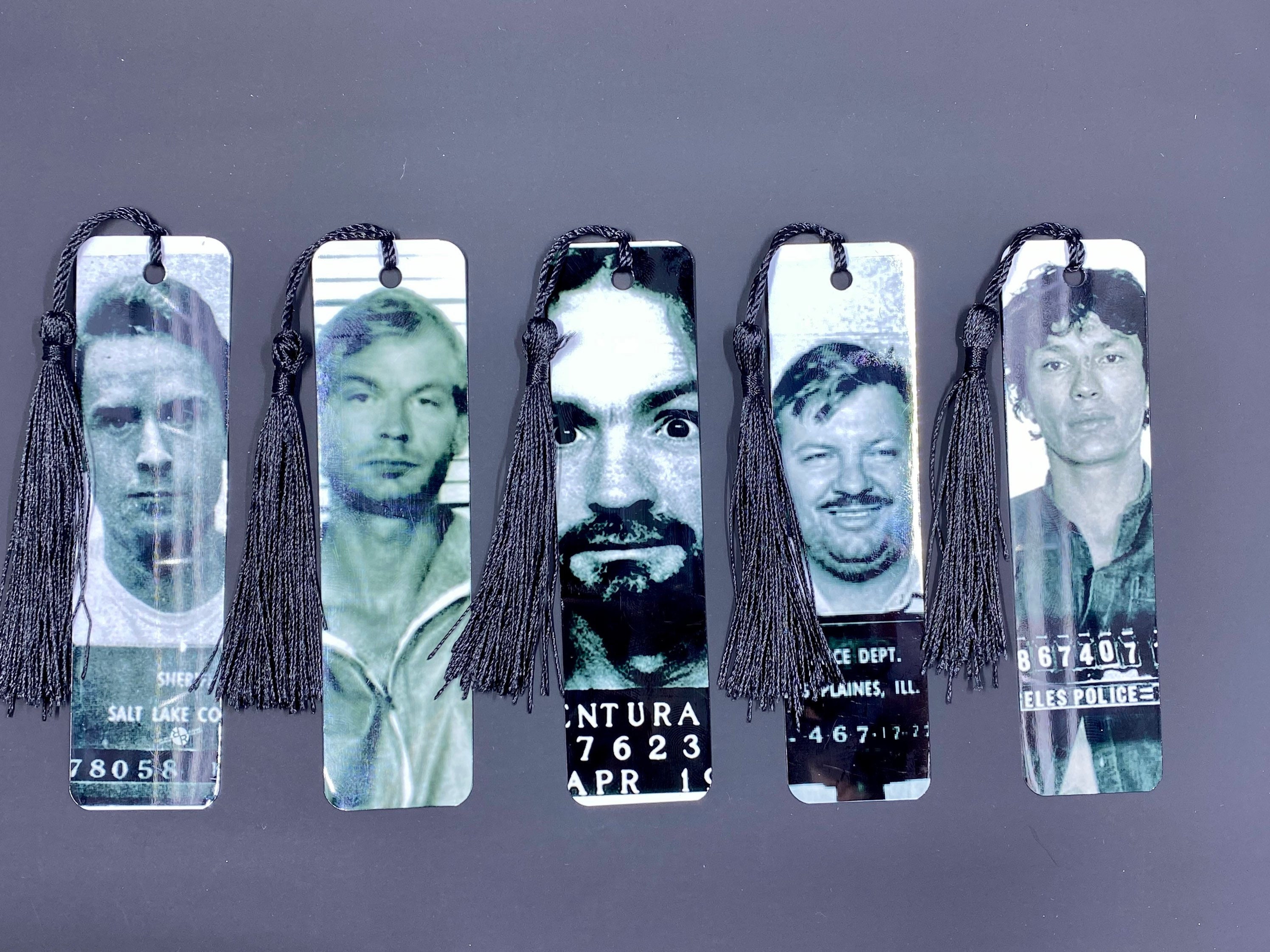 Serial Killer Mugshot Bookmark, Metal Bookmark, True Crime, Book Mark, Book Gift, Bookish, Reader, True Crime Gift, Bundy, Dahmer, Bookmark
