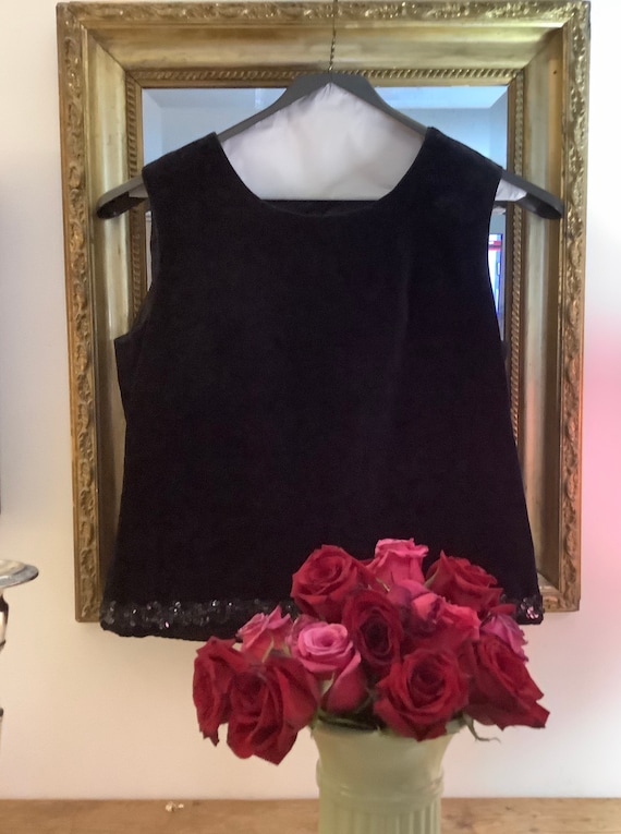 Vintage 1960’s Black De Ball Velvet sleeveless seq