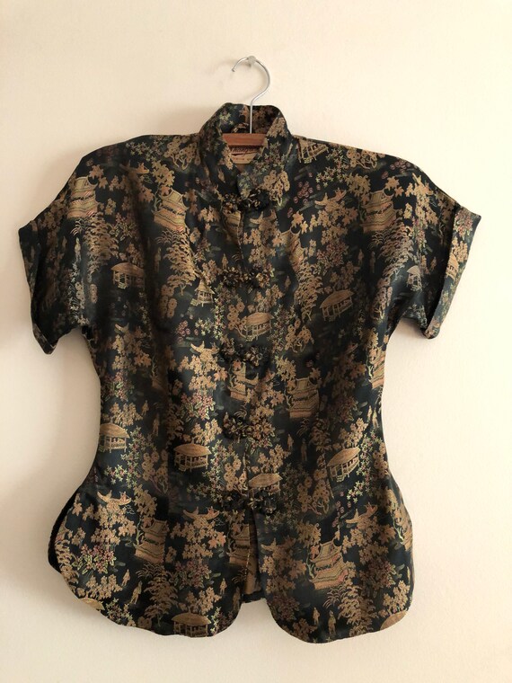 True vintage 1940’s-50’s cheongsam blouse 34 with