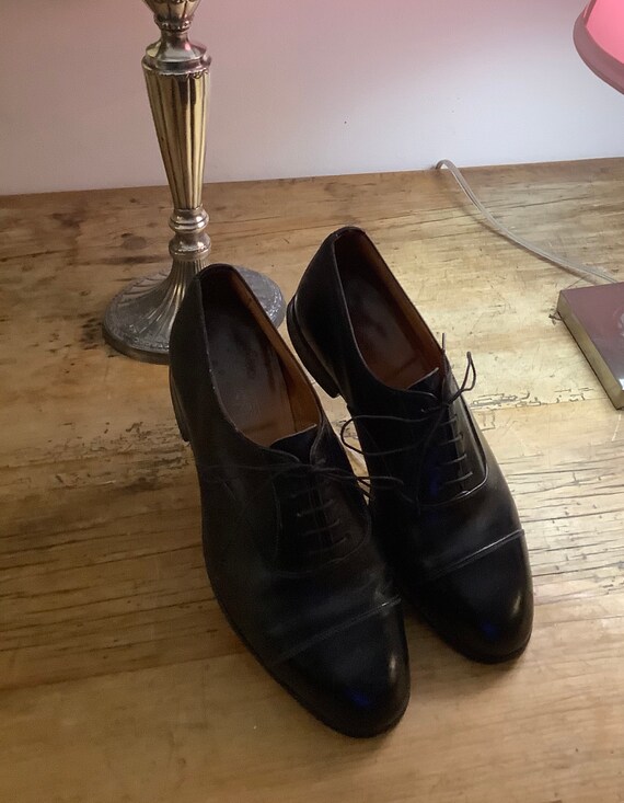 Vintage Britse Trickers zwarte oxford cap teen schoenen Heren | Etsy