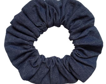 Denim Dark Blue Scrunchie Large 16cm Diameter 80s 90s Size British Made