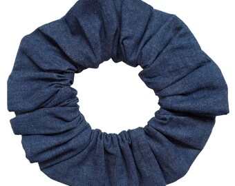 Denim Medium Blue Scrunchie Large 16cm Diameter 80s 90s Size British Made