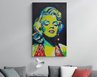 Pop Art Marilyn Monroe - Vibrant Colors, Gold Tooth, Iconic Beauty - Print On Canvas