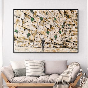 Western Wall Canvas Print Painting, Jerusalem Kotel Art, Acrylic on Canvas, Jewish Decor, Israel Holy Site Artwork, Judaica Art, Jewish Art