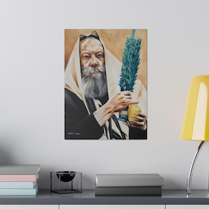 Lubavitcher Rebbe Canvas Print Wall Art - Rabbi Menachem Mendel Schneerson, Jewish Art, Four Species, Judaica, Jewish Holidays, Pray