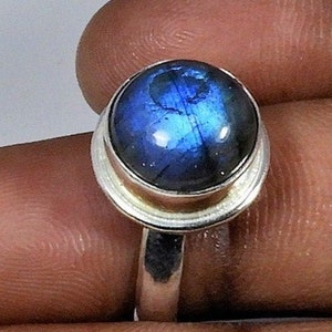 Natural Labradorite Ring, Labradorite Silver Ring, Labradorite Ring, Labradorite Round Ring, Labradorite Boho Ring, Anniversary Gift
