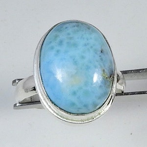 Natural Larimar Ring In 925 Sterling Silver, Birthstone Ring, Oval Stone Ring, Promise Ring, Statement Ring, Dainty Delicate Ring