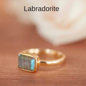 Labradorite ring, labradorite stacking ring, blue and black labradorite ring, labradorite solitaire ring in silver ring, labradorite