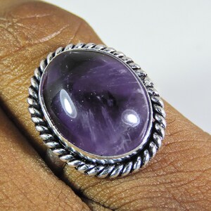 Amethyst Vintage Ring, Purple Amethyst 925 Sterling Silver Jewelry, Oval Amethyst Ring Statement Ring, Gift for Her Engagement Ring