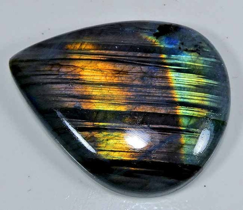 loose Labradorite Gemstone Wonderful~ 109Cts Natural Purple Flash Purple Labradorite Cabochon Purple Flash Labradortie Pear Gemstone BL-41