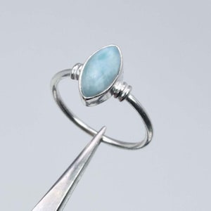 Marquise Larimar Ring, Larimar Ring Marquise, 925 Sterling Silver larimar Ring Blue, Statement Large Larimar Gemstone Ring,Women Silver Ring