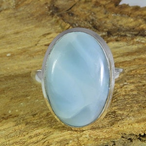 Larimar Vintage Ring, Blue Larimar  Handmade Ring, Sterling Silver Ring, Statement Ring, Oval Men Ring, Personalize gift for him