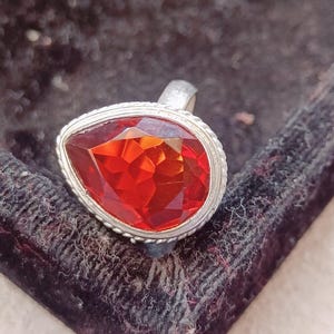 Ruby Quartz Ring, 925 Sterling Silver Ring, Pear Solitaire Gemstone Bridal Ring, Pear Ruby Quartz Faceted Ring, Ruby Quartz Simple Ring