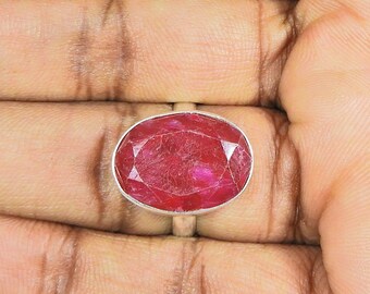Bague en quartz rubis prune, bague en rubis brut, bague en rubis, bague en argent sterling 925, rubis et argent, bague en rubis rouge, bague en rubis taillés