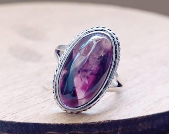 Natural Amethyst Ring, Oval Ring, Dainty Ring, Everyday Wear Ring, Simple Boho Unique  Ring, Gemstone Ring, Unique Jewelry, Gifts For Her