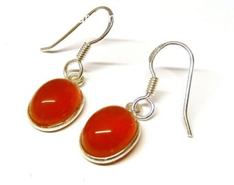 Pendientes de cornalina, pendientes de plata de ley 925, pendientes de piedras preciosas, pendientes de cuarzo en bruto, pendientes de piedras preciosas en bruto, pendientes de aro de oro, regalo