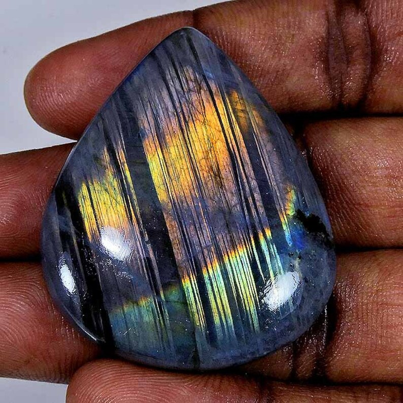 loose Labradorite Gemstone Wonderful~ 109Cts Natural Purple Flash Purple Labradorite Cabochon Purple Flash Labradortie Pear Gemstone BL-41