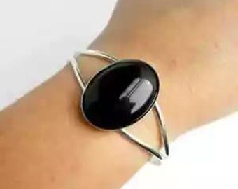 Black Onyx Bangle, 925 Sterling Silver Bangle, Everyday Bangle Bracelet. Black Bangle, Onyx Jewelry, Stacking Bangle, Gift For Her, Bracelet
