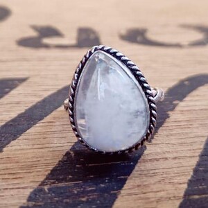 Blue Moonstone Ring, Three Moonstone Ring, 925 Sterling Silver Rings for Women, Twisted Silver Moonstone Ring, Handmade Ring for Women