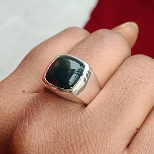 Bloodstone Ring, 925 Sterling Silver Octagon Ring, Red Bloodstone Ring, Bloodstone Dainty Ring, Bloodstone Gift Father, Bloodstone Ring