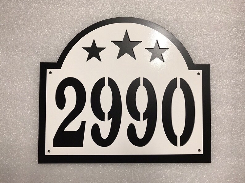 Metal House Number Plaque With Stars and Back Plate / Modern Etsy